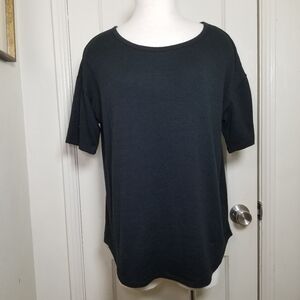 GAP black short sleeve round neck soft knit blouse top M